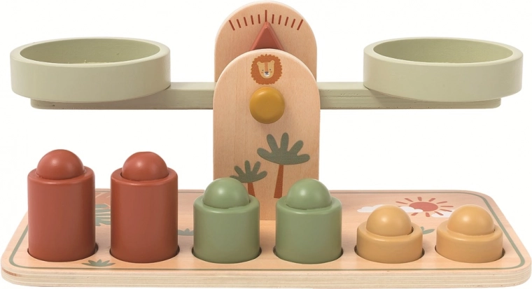 Drevená detská miska váha v pastelových farbách inšpirovaná Montessori