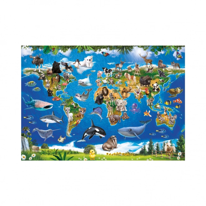 Mapa zvierat 100XL puzzle