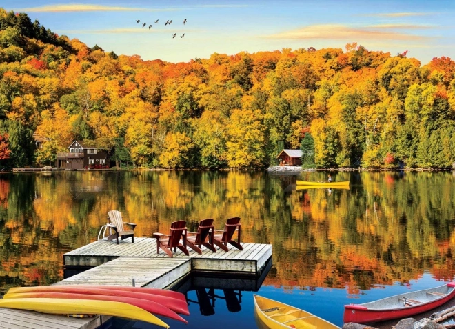 Puzzle Chata u jazera Quebec 1000 dielikov