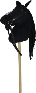 Plyšový kôň na tyči so zvukom, 70 cm, čierny