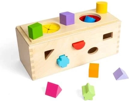 Bigjigs Toys Drevená tajomná krabička na vkladanie a triedenie tvarov