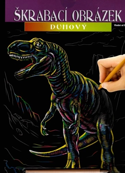 Škrabací obrázok dúhový dinosaurus