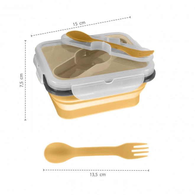 Silikónový desiatový box s príborom Malý, Mustard Yellow