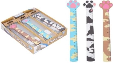 Drevené pravítko s motívom mačacej packy 13 cm