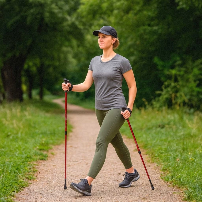 Trekové palice pre Nordic Walking skladacie 2 kusy červené
