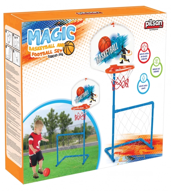 Súprava futbalová bránka a kôš na basketbal 2v1