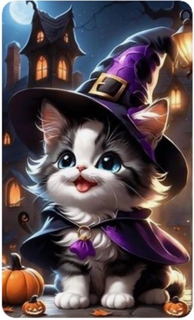 Diadérová mozaika - mačička Halloween