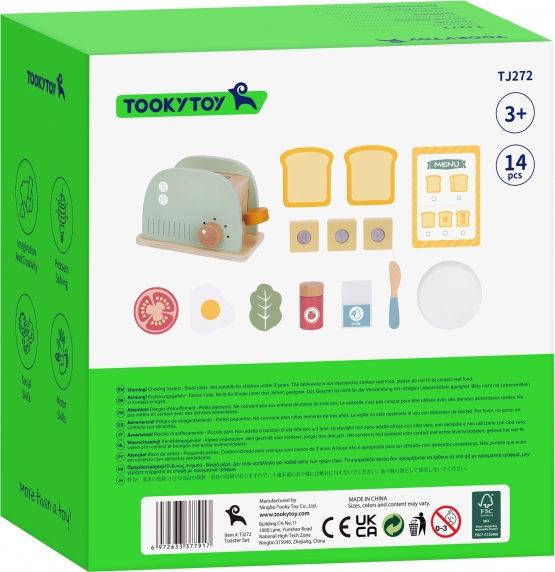 Drevený toaster pastelový raňajkový set od Tooky Toy