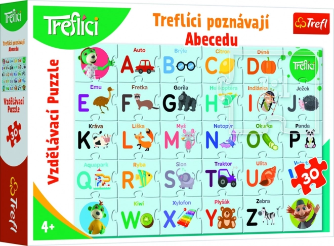 Puzzle Treflíci poznávajú abecedu 30 dielikov