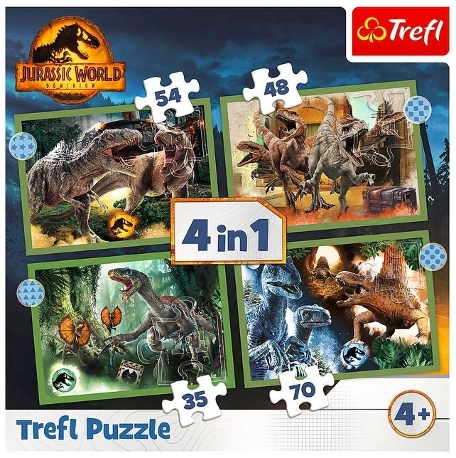 Puzzle 4v1 Nebezpečné dinosaury Jurassic World