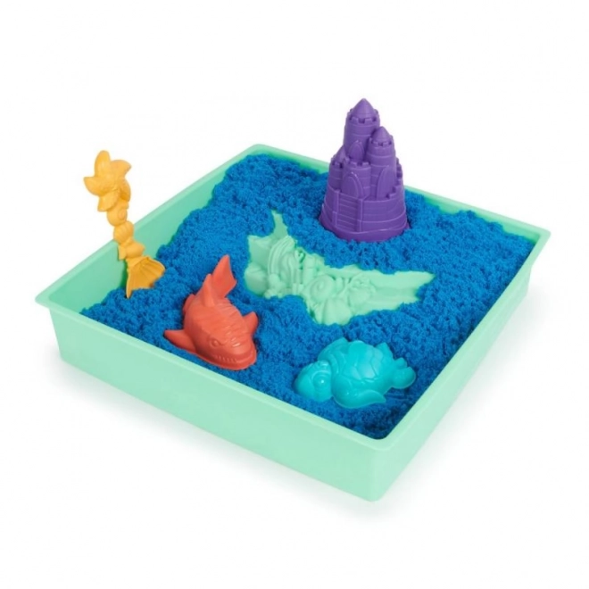 Kinetic Sand krabica tekutého piesku s podložkou modrá