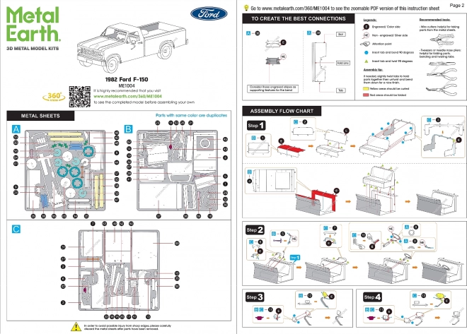 Kovové 3D Puzzle Ford F-150 Truck 1982