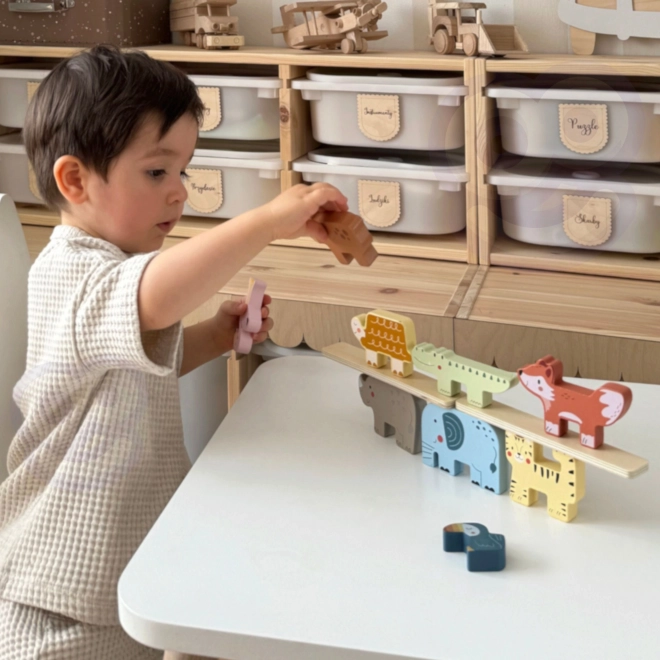 Drevené kocky zvieratká Montessori 9 ks od Tooky Toy