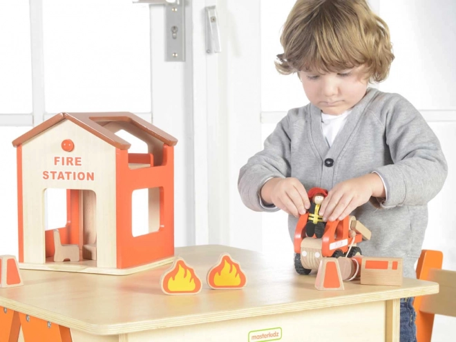 Drevená mini hasičská stanica Masterkidz