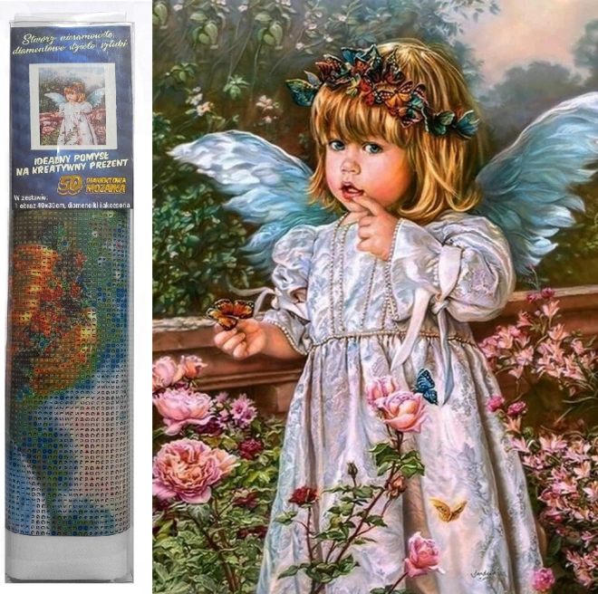Diamantové maľovanie Andílek s kvetinami