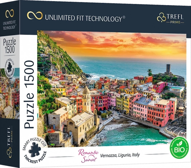 Puzzle Romantický západ slnka: Vernazza, Ligúria, Taliansko 1500 dielikov