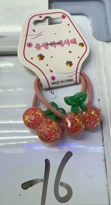 Gumičky do vlasov s motívom čerešní, set 2 ks
