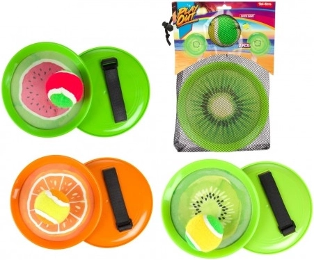 Lambáda Catch Ball hra – loptička na suchý zips, dizajn ovocie, 18 cm