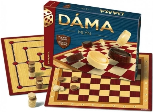 Dáma a Mlyn drevené kamene spoločenská hra