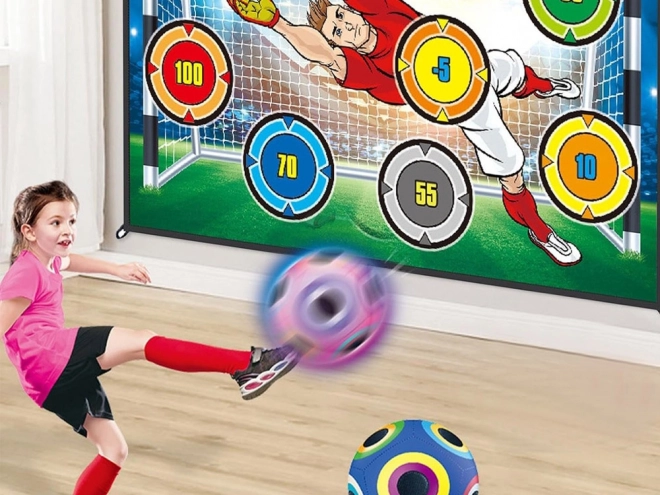 Súprava na hru futbal s terčoviskom a svietiacou loptou