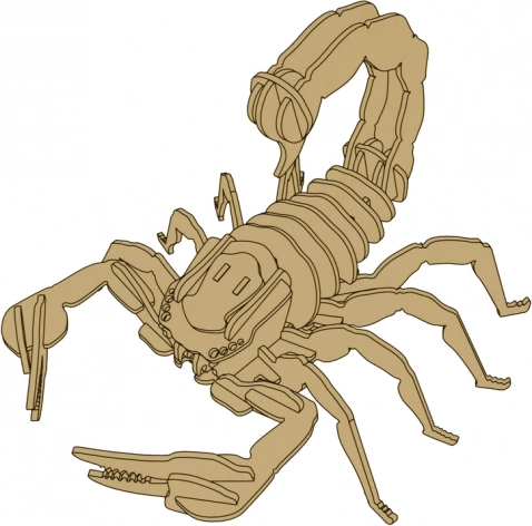 Realistický drevený model škorpióna