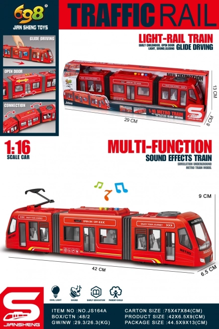 Červená električka v mierke 1:16