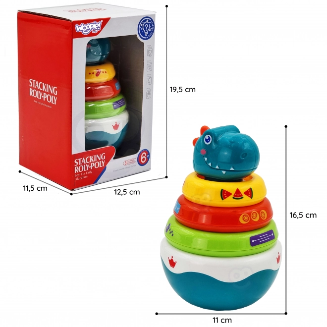 Woopie Detská senzorická hračka Dino hromada pre dojčatá