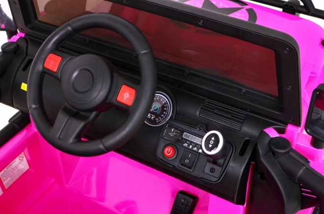 Terénne auto Monster 4x4 jeep pre deti Ružová + Diaľkové ovládanie + Nastavenie sedadla + Pomalý štart + MP3 LED + Nosič batožiny + Batoh