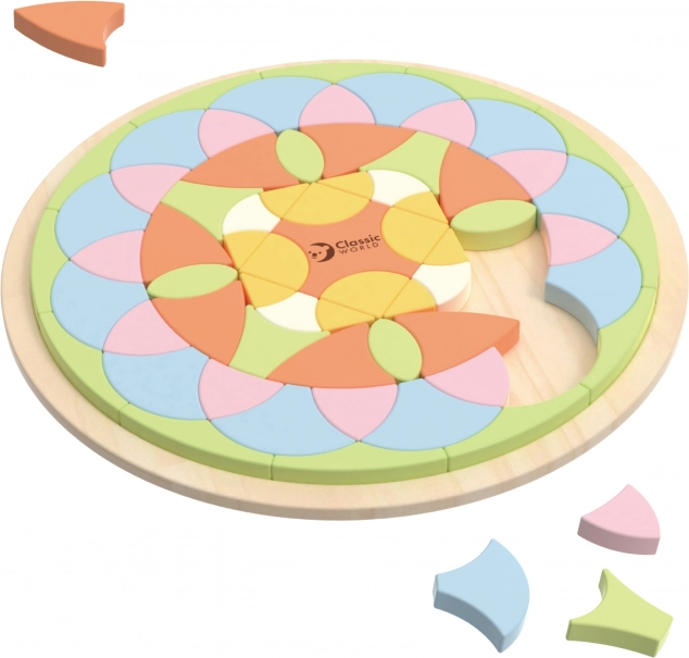 Pastelová mandala Montessori mozaika kvety