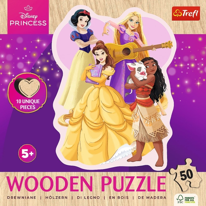 Drevené obrysové puzzle Disney: Krásne princezné 50 dielikov