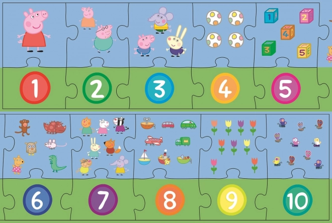 Vedomostné Puzzle Čísla Prasiatko Peppa 20 Dielikov