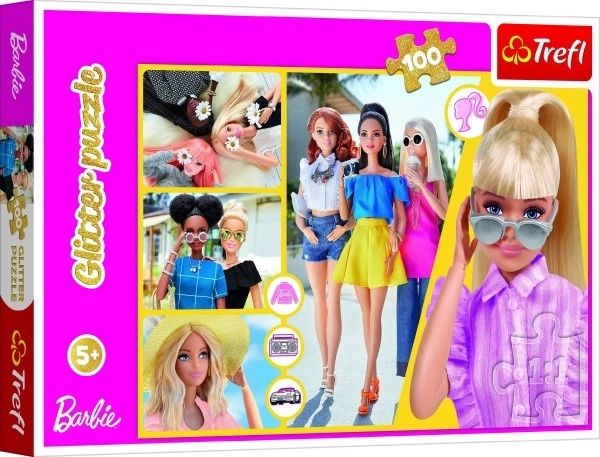 Glitrové Puzzle Barbie