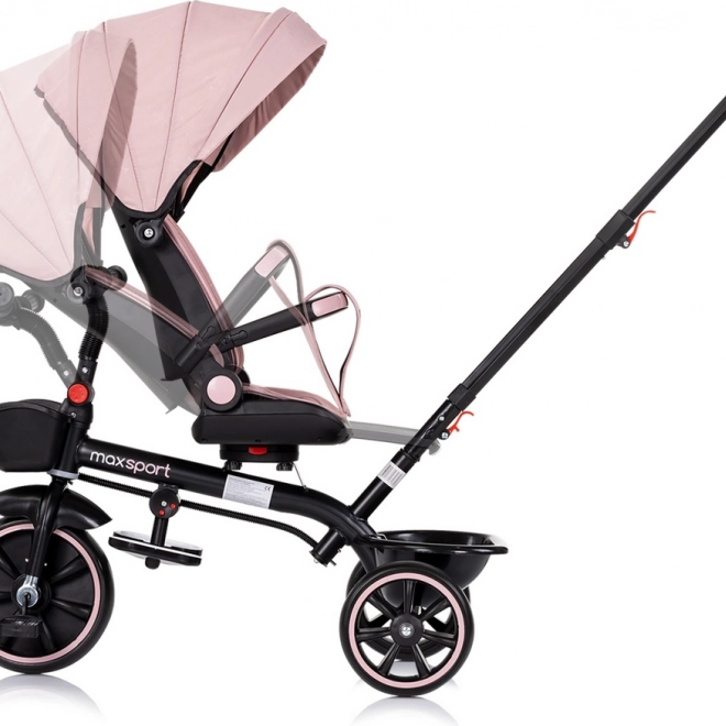 Chipolino trojkolka s prístreškom Max Sport 2v1 ružová