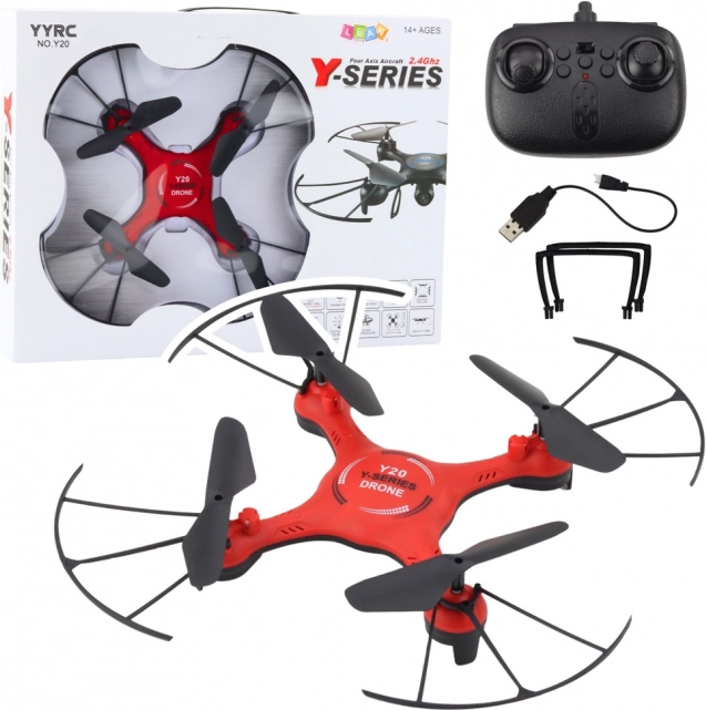 Dron s LED efektmi červený