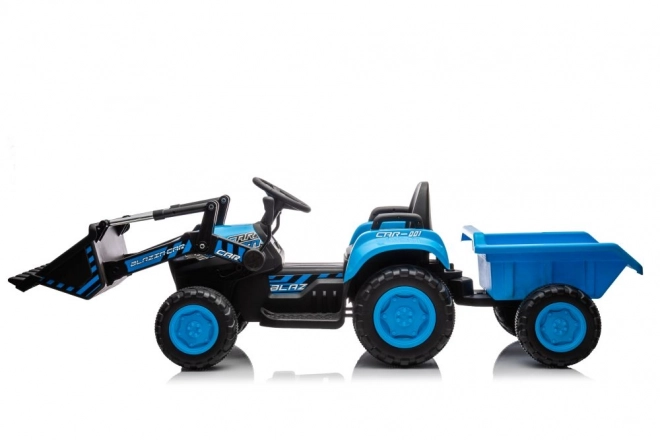 Elektrický detský traktor s lyžicou modrý