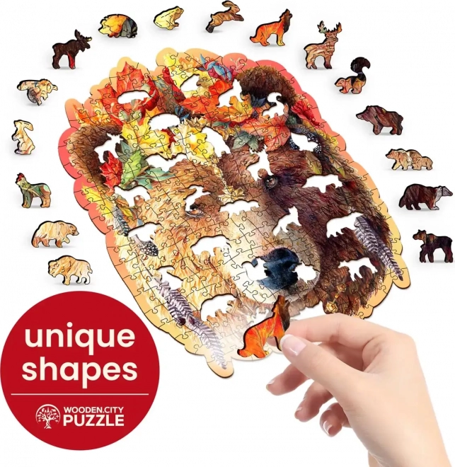 Drevené puzzle Štýlový medveď