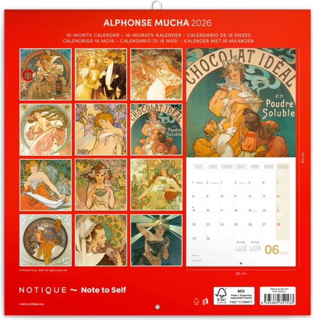 Poznámkový kalendár Alfons Mucha 2026