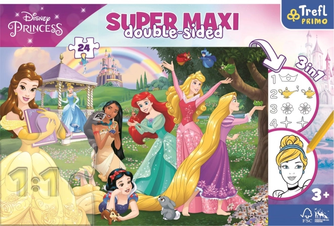 Obojstranné puzzle Veselé princezné Super Maxi 24 dielikov