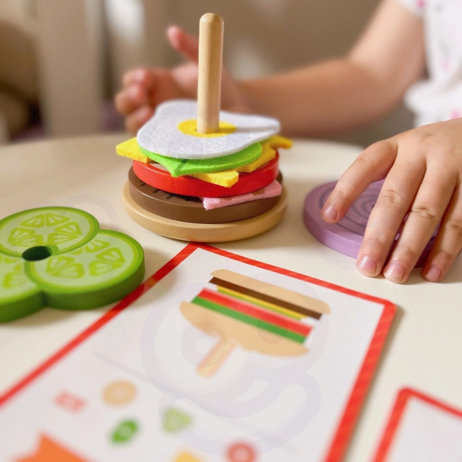 Woopie drevená burger reštaurácia skladačka pre deti