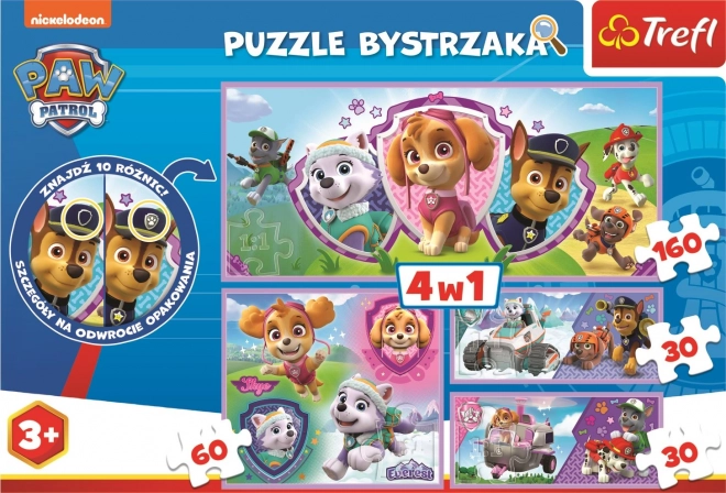 Puzzle hľadaj rozdiely Tlapková patrola 4v1