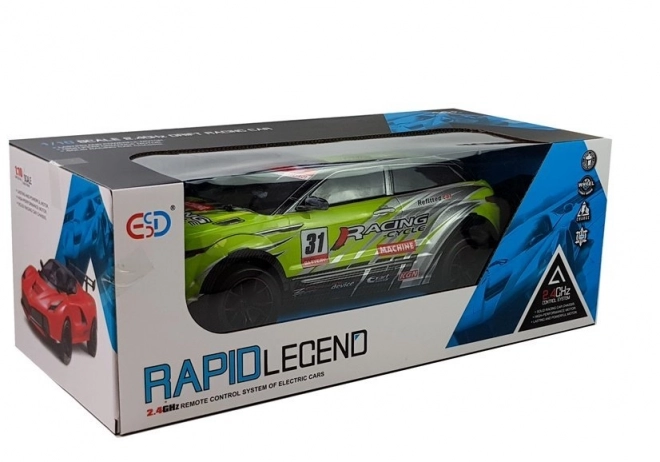 Zelené terénne auto na diaľkové ovládanie R/C 1:10