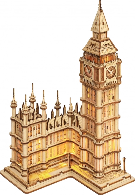 RoboTime drevené 3D puzzle vežové hodiny Big Ben svietiace