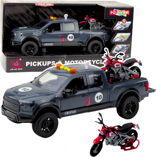 Pick-up s motocyklom so svetelnými a zvukovými efektmi