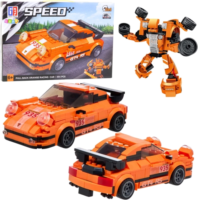 Stavebnica Auto Robot 2v1 Oranžové 354 dielikov