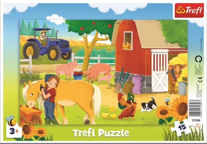 Puzzle Na farme 15 dielikov