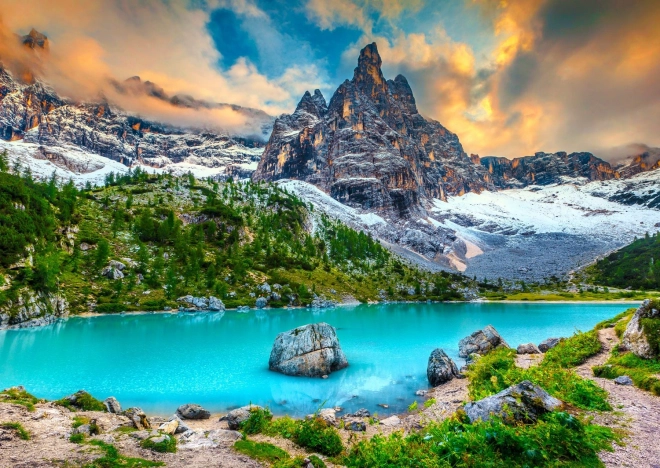 Puzzle Jezero Sorapis, Dolomity, Taliansko 1000 dielikov