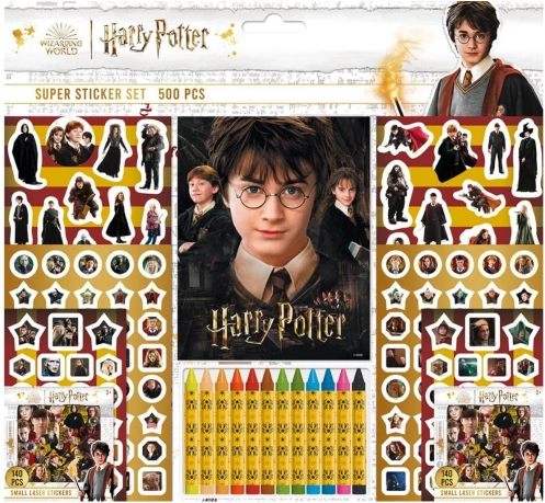 Samolepkový set HARRY POTTER s blokom a voskovkami
