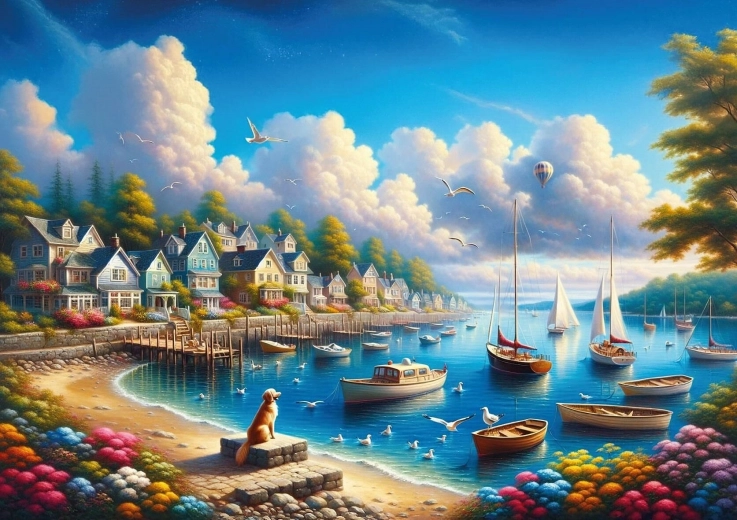 Puzzle Prístav plný plachetníc 260 dielikov