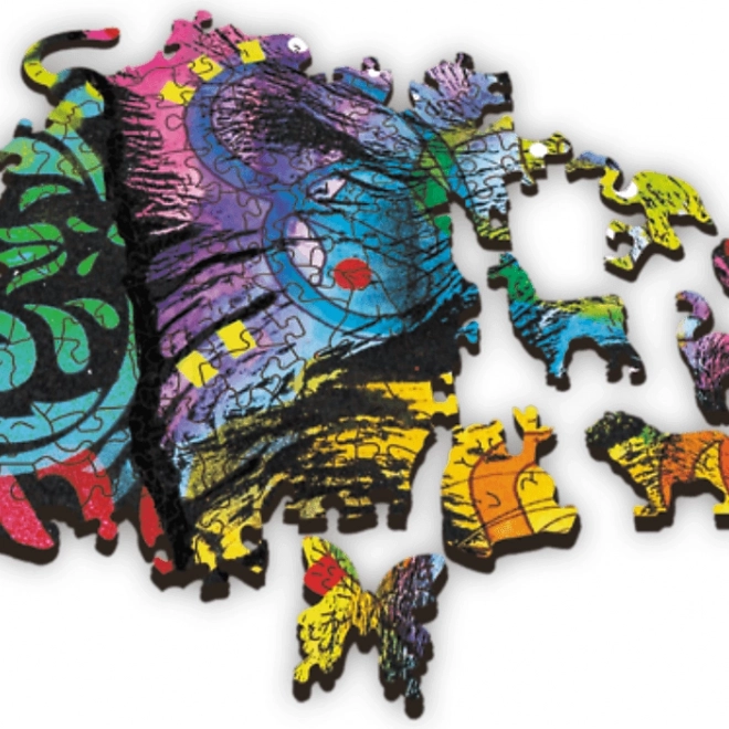 Drevené puzzle Farebné šteňa