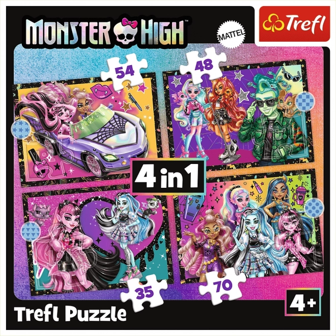 Trefl puzzle Monster High: Elektrizujúci deň 4 v 1